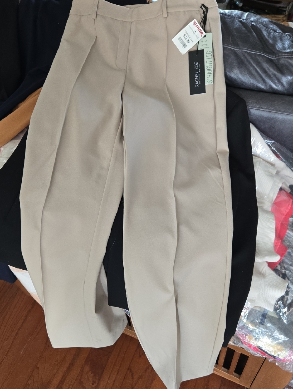 Rachel Zoe Neutral Beige Tailored Straight-Leg Pants